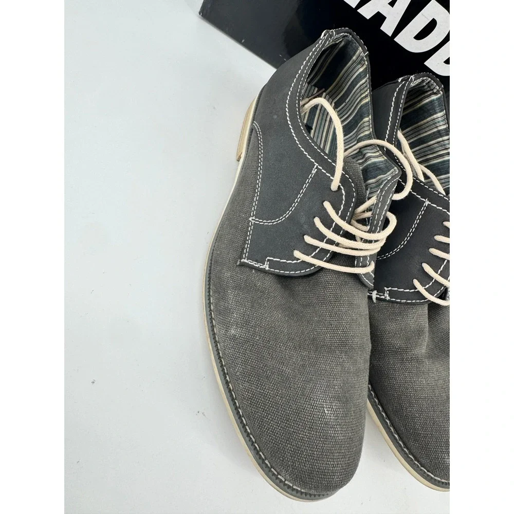 Steve Madden Taro Oxford Shoes Mens 10 Gray‎ Canvas Contrast Stitch Lace  M-TARO
